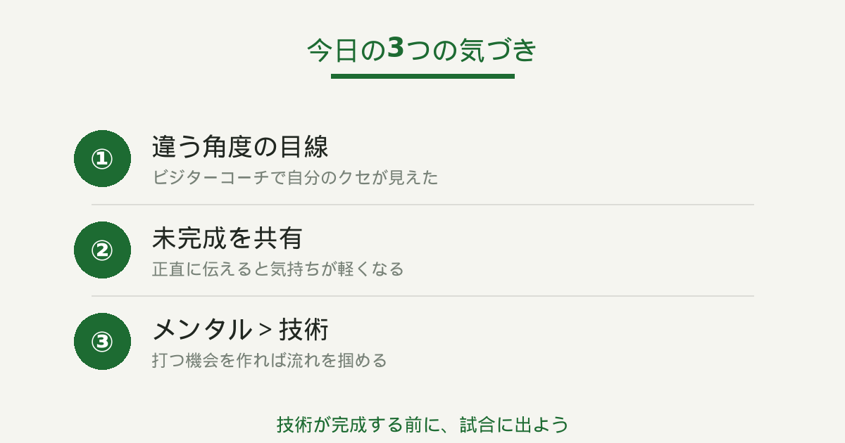 今日の3つの気づきまとめ