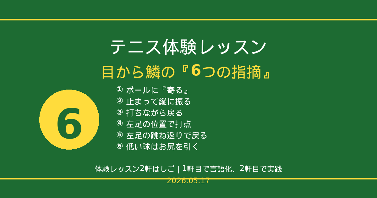 テニス体験レッスン2軒で受けた目から鱗の6つの指摘