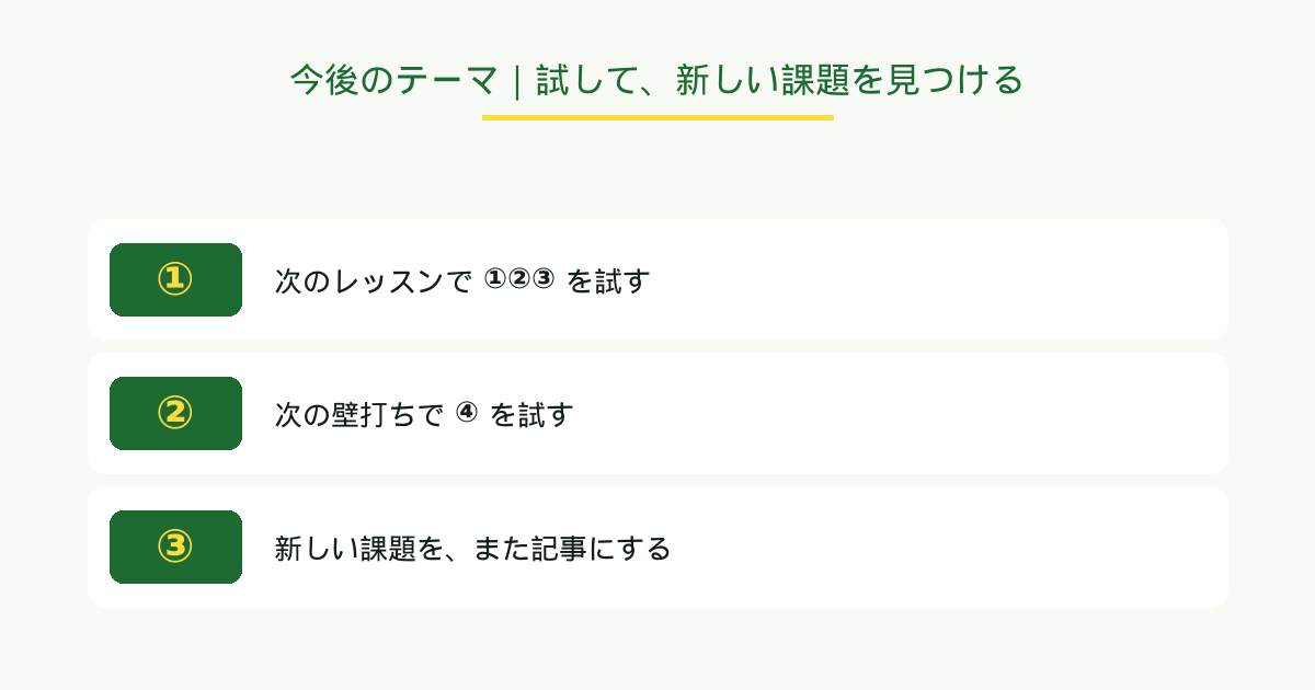 今後のテーマ｜試して新しい課題を見つける